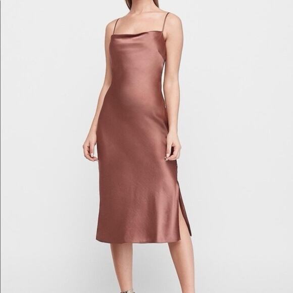 Express Satin Midi Dress in Copper - Picture 1 of 8